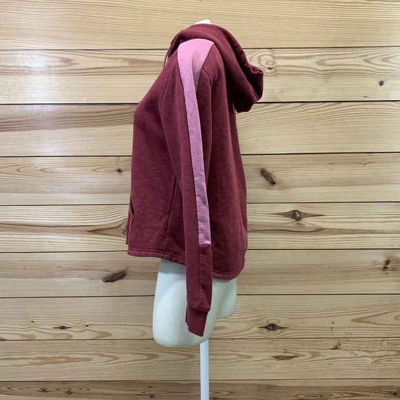 Adidas Sweatshirt Medium Red Pink Heather Hoodie Pullover Long Sleeve B161 - Picture 5 of 7